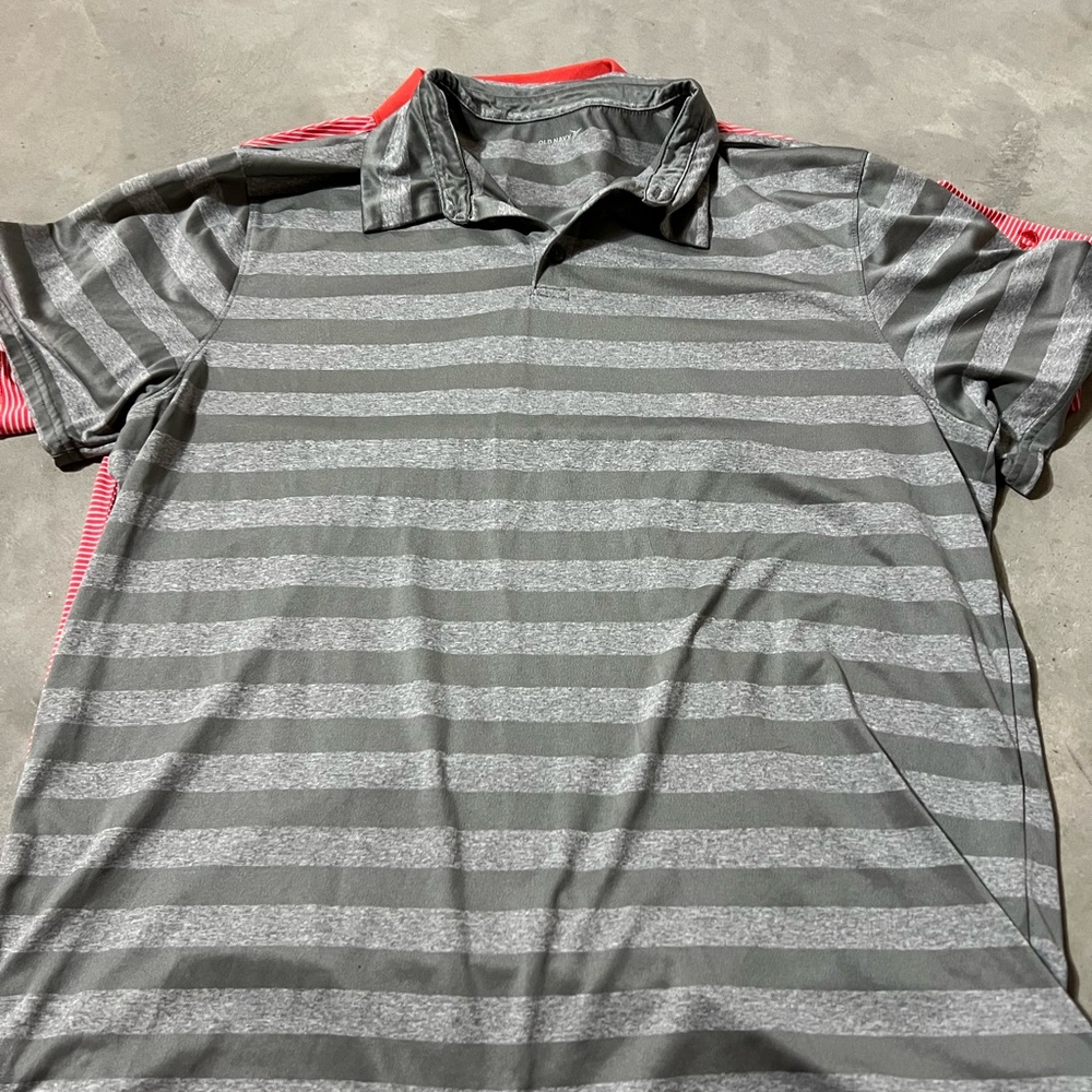 Gray Striped Men's Golf Shirt